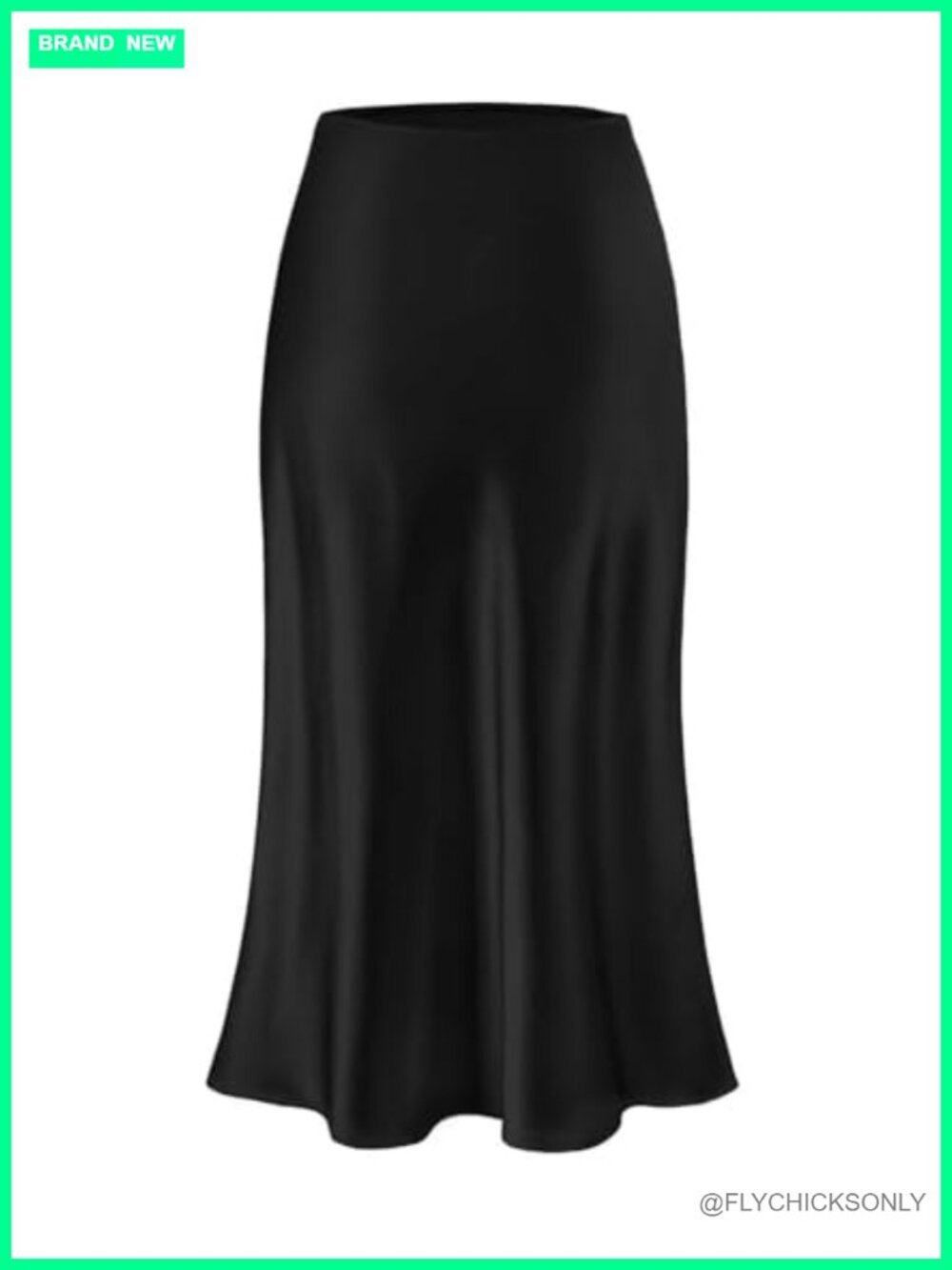 Silk Satin Midi Skirt High Waist A-Line Long Skirt for Women